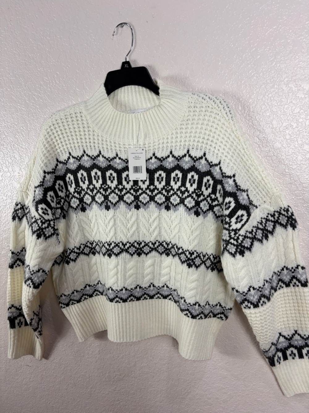Adyson Parker,Size XL,Women’s Cream Nordic Cable Knit Sweater - Picture 4 of 14